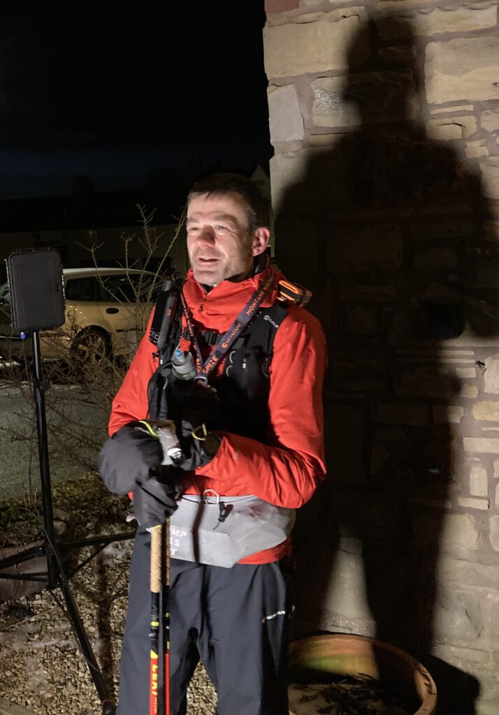 Marco Consani at finish of the Spine race 2023 Pic Adrian Stott