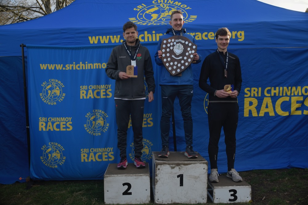 Mens Podium Sri Chinmoy 100km Perth l-r James Turner, Dougie Selman, Joe Turner 24.03.2024.