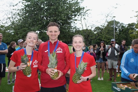 1st Mixed Team Fife AC Jennifer Cruikshanks, Lewis Rogers, Ailsa Cruikshanks.