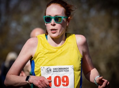 Jennifer Wetton, on her way to victory in the Sri Chinmoy 50km race at Perth.