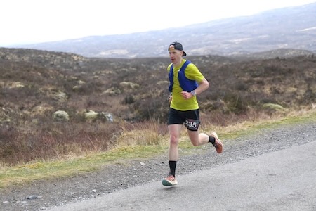 Race winner Gus Irvine leaving Glencoe Checkpoint
