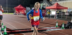 Sarah Webster breaking the GB 100 mile record at Crawley 24 hour race April 2025 Pic Katy Young