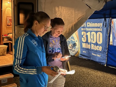 Sri Chinmoy 3,100 mile race 2025 Helpers preparing ,PIC SCMT