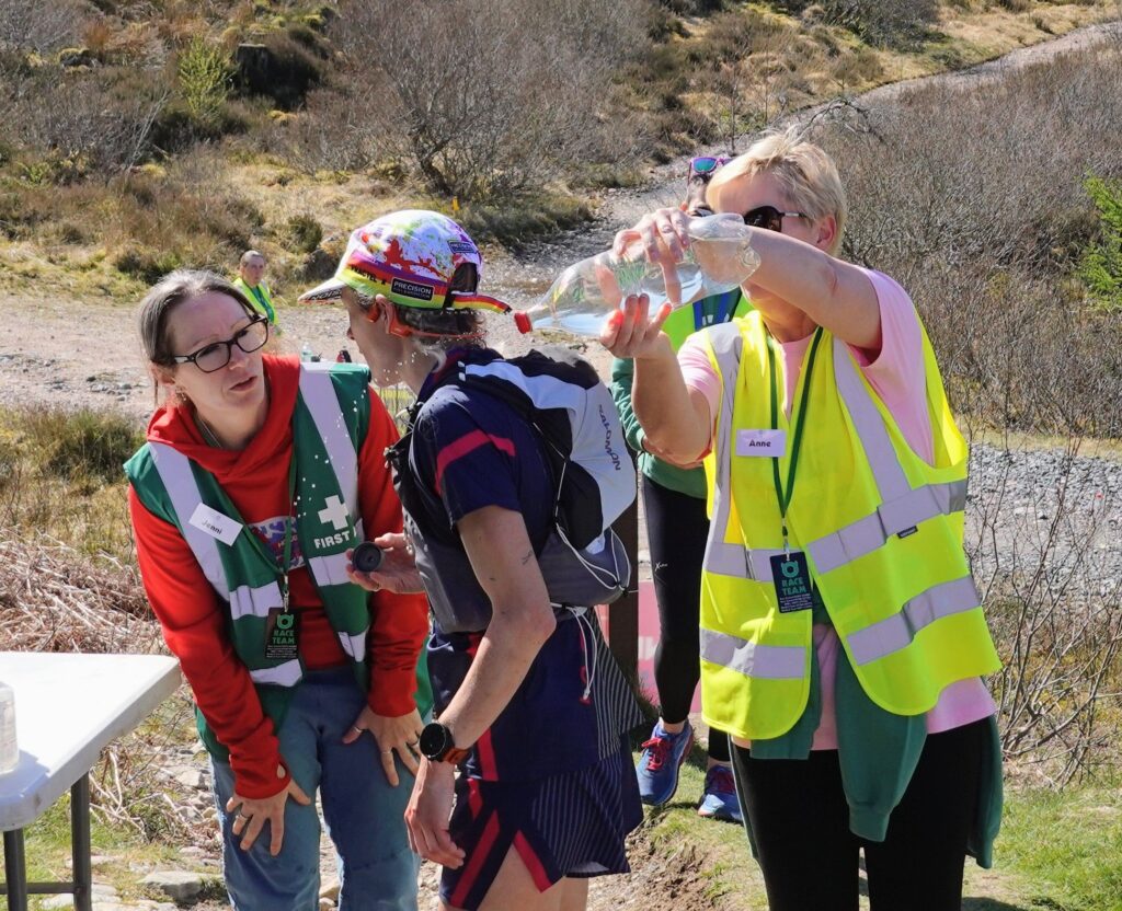 Julia Davis gets help cooling down at Lundavra. Pic Matt Gemmell
