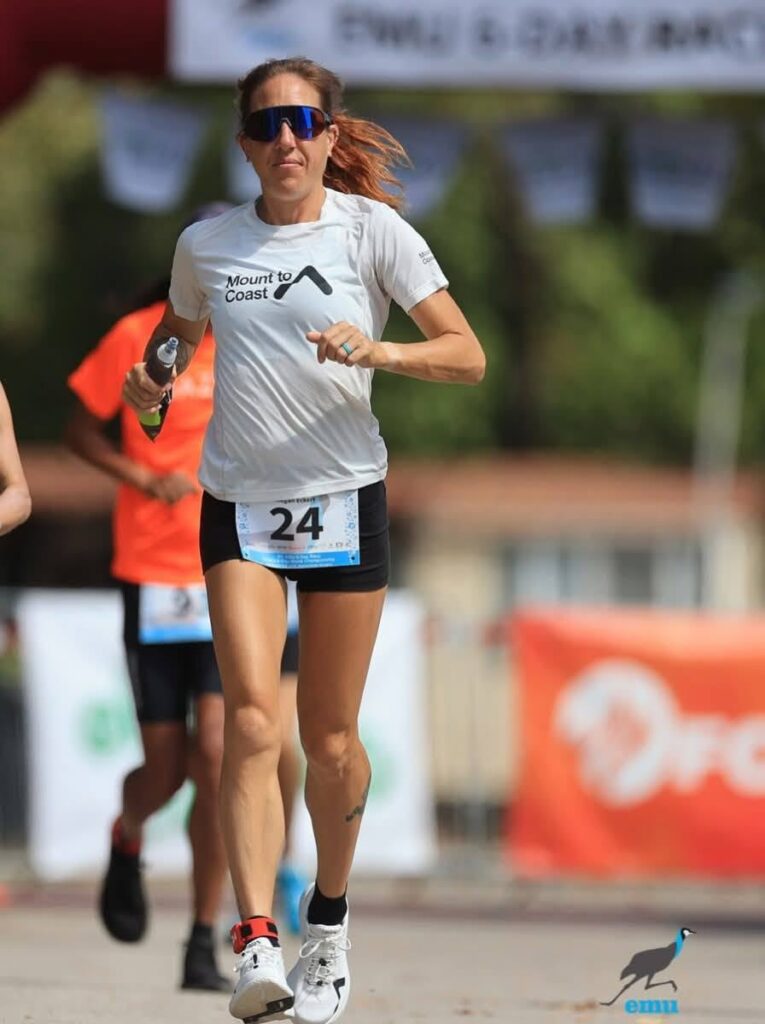 Megan Eckert close to the end of her record 6 day run Pic GOMU FB